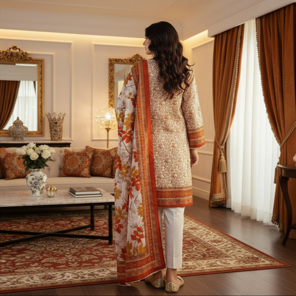 Printed Airjet Lawn 3 Piece Unstitched Suit – Summer Collection