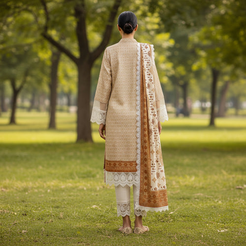 Printed Airjet Lawn 3 Piece Unstitched Suit – Summer Collection